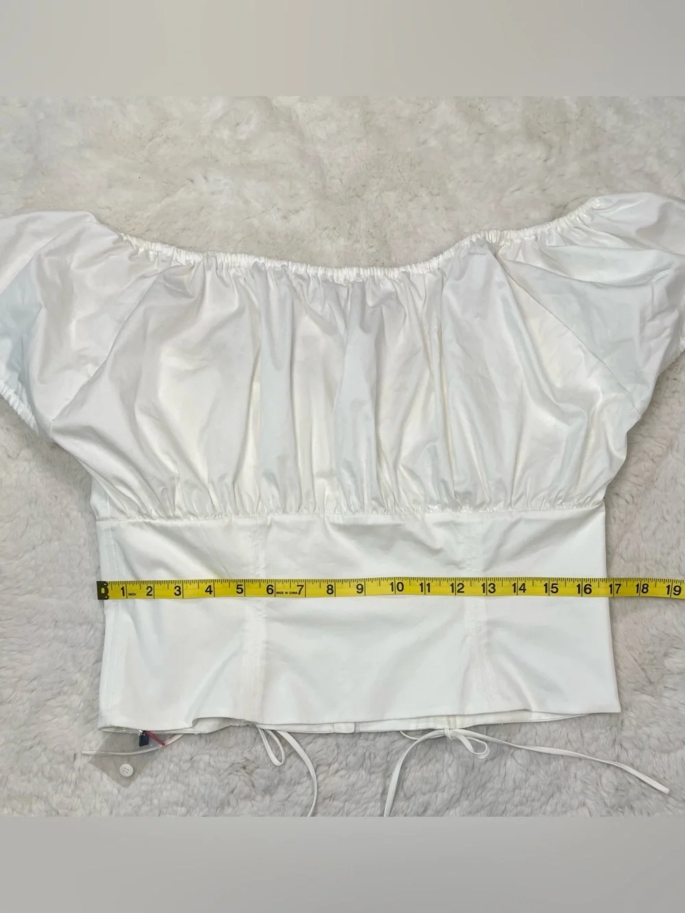 NWOT House of CB Kitty White Puff Sleeve Corset Top, Size Large